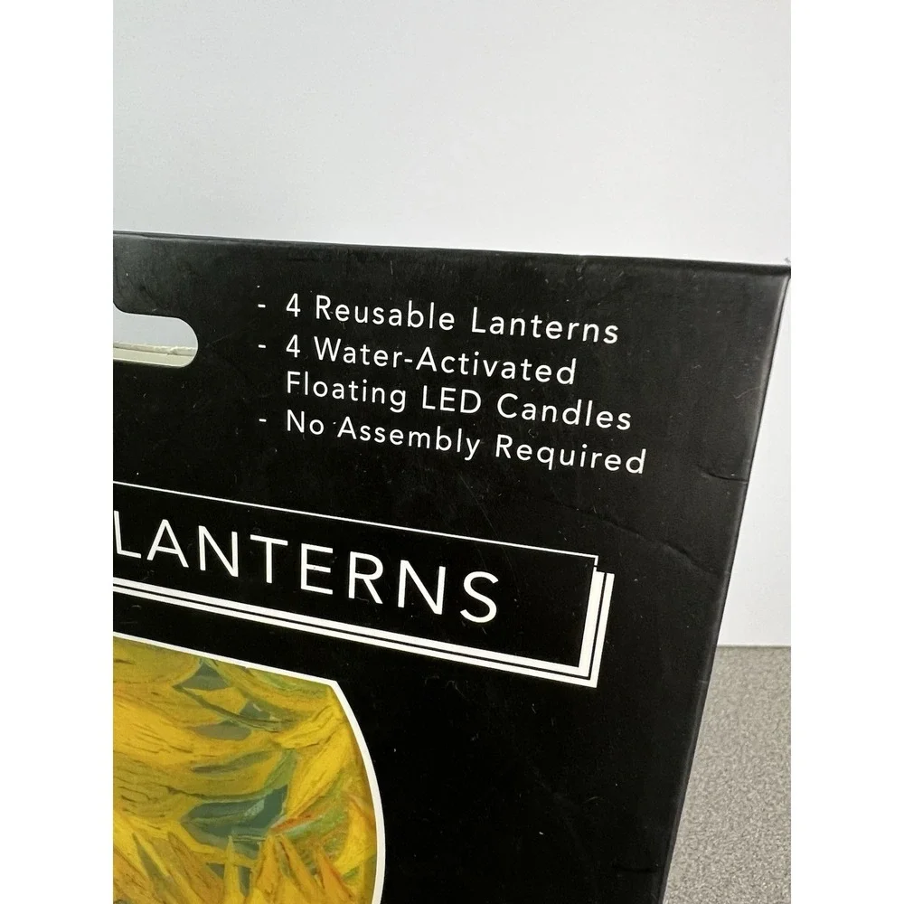 NEW Modgy Luminary Lanterns Vincent van‎ Gogh Sunflowers Candle Lumina Set of 4